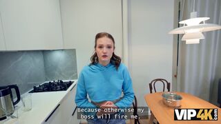 Russian college slut is having her first ANAL to stay in the apartment