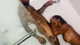 Black Muscle Amateur Takes on a Big Cock