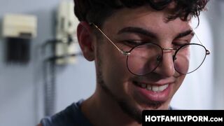 HotFamilyPorn.com - Hairy step uncle bareback raw his nervous stud nephew hard