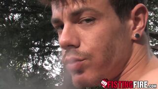 Handsome stud Jesse Santana strokes his perfect cock and fingers his piss slit