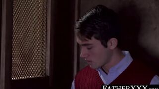 FatherXXX.com - Priest confesses his lust, sucks twink off, and mounts him for a raw