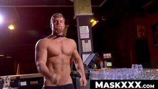 MaskXXX.com - Big cocked muscular hunk bartender's after-hours wanking delight