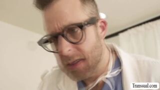 Trans cummer gives professional doctor probing