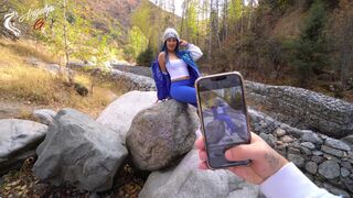 Great blowjob in nature after a photo shoot of young tourists - AnGelya.G