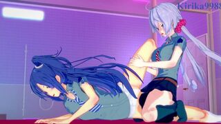Tsubasa Kazanari and Chris Yukine have intense futanari sex in a love hotel. - Symphogear Hentai