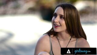GIRLSWAY - Hot 18yo Girls Wants To Have Fun By Having An Orgy With Skye Blue Outside