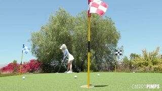 All Natural Big Tits Blonde Skye Blue Goes Golfing and Fucks Herself Silly with a Dildo