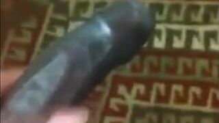 Black Amateur Strokes His Big Uncut Cock