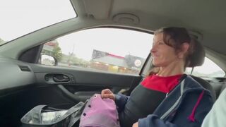 Street Whore Gives Road Head. This Slut Polishes My Knob While Driving