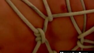 MuscleJockBound.com - Hunk's bondage with balls secured and cock restrained for inten