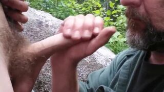 Older Man Sucks Young Cock Outdoors