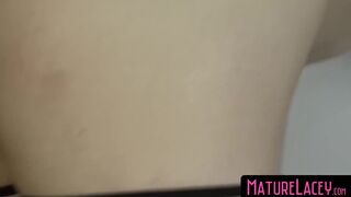 MatureLacey.com - Leather-clad GILF's double massive cock ride and creampie