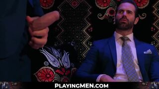 PlayingMen.com - Classy executives enjoy sloppy oral sex after playing cards with hea