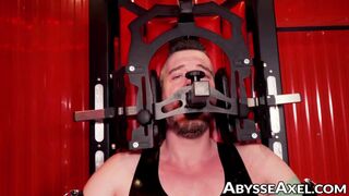 Sexy Axel Abysse strapped on a chair and enjoyedÂ  every stroke of the dildo into his