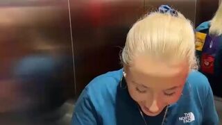 Busty MILF suck cock and get pounded hard in elevator