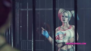 Harley Quinn's pussy stretched by double penetration. Joker wont be happy - 3D Animation