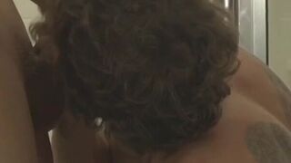 Curly haired hunk Kent Montana ball licking and cock sucking