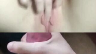 Cumming for a slim teen on video chat