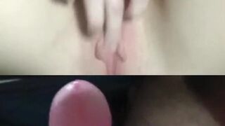 Cumming for a slim teen on video chat