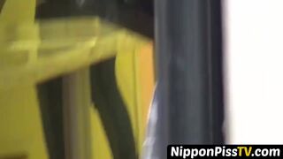 NipponPissTV.com - Gorgeous Japanese babes peeing in schoolbags in public outdoors