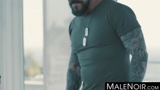 MaleNoir.com - Bearded top ass fucks two hungry homos in intense gay threesome action