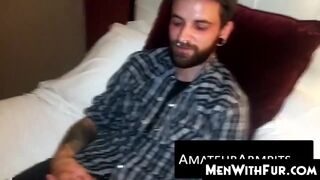 MenWithFur.com - Big-dicked hairy guy loves jerking his rock hard dick