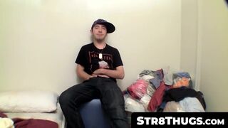 Str8Thugs.com - Samuel's first-time jerk off for cash, exploring his own hard cock