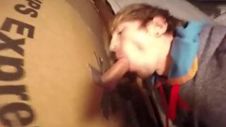 Twink Takes Big Cock at Glory Hole, Gets Mouth Full of Cum