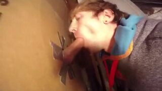 Twink Takes Big Cock at Glory Hole, Gets Mouth Full of Cum