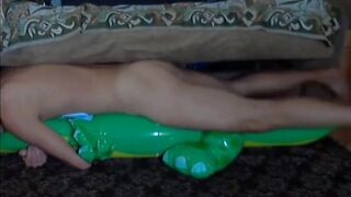 Twink Rides His Inflatable Alligator Sex Toy