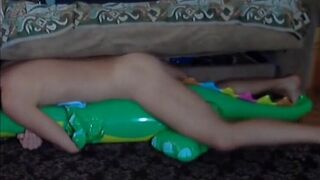 Twink Rides His Inflatable Alligator Sex Toy