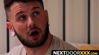 NextDoorXXX.com - Young man wakes up to his lover's mouth wrapped around his cock