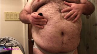 Fat Bear Strokes Clitty and Plays with Belly and Breasts