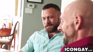 Bearded muscular hunk fucks his friend in his tight ass