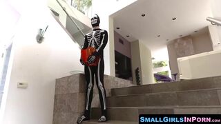 SmallGirlsInPorn.com - Adorable tiny Katya Rodriguez fucks hard on Halloween