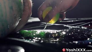 Jin Ueo and Yoshi Kawasaki indulge into slime play and fill each others assholes with