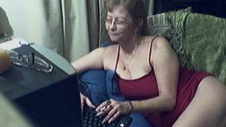 Granny with Glasses on Webcam