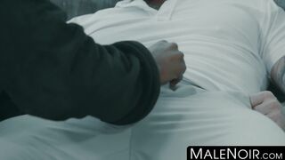 MaleNoir.com - Rocco Steele stuffs his fat cock inside black jock's tight asshole raw