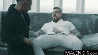 MaleNoir.com - Rocco Steele stuffs his fat cock inside black jock's tight asshole raw