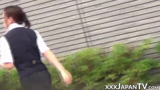 Unassuming Japanese women in uniform groped in public