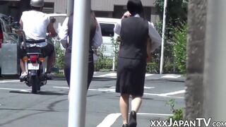 Unassuming Japanese women in uniform groped in public