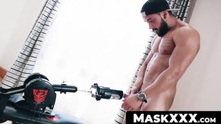 MaskXXX.com - Tattooed hunk reaches new heights with fake ass machine pleasure