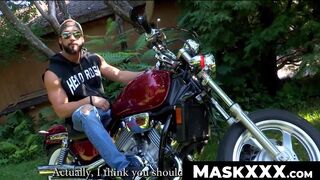 MaskXXX.com - Zack's bearded muscular biker persona gets wild outdoors