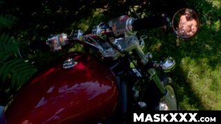 MaskXXX.com - Zack's bearded muscular biker persona gets wild outdoors