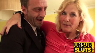 UKSubSluts.com - Blonde granny Molly Maracas' drilling while handcuffed and helpless