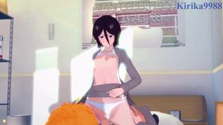 Rukia Kuchiki and Ichigo Kurosaki have Intense fucking in their bed at home. - BLEACH Hentai