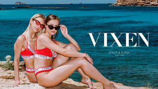 Vixen - Two glamorous hotties Stacy Cruz and Elena Vedem share a big cock