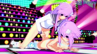 Neptune and Nepgear have intense futanari sex on stage. - Hyperdimension Neptunia Hentai