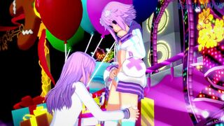 Neptune and Nepgear have intense futanari sex on stage. - Hyperdimension Neptunia Hentai