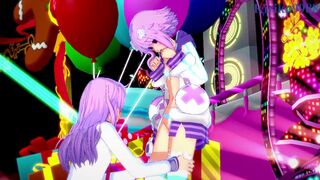 Neptune and Nepgear have intense futanari sex on stage. - Hyperdimension Neptunia Hentai